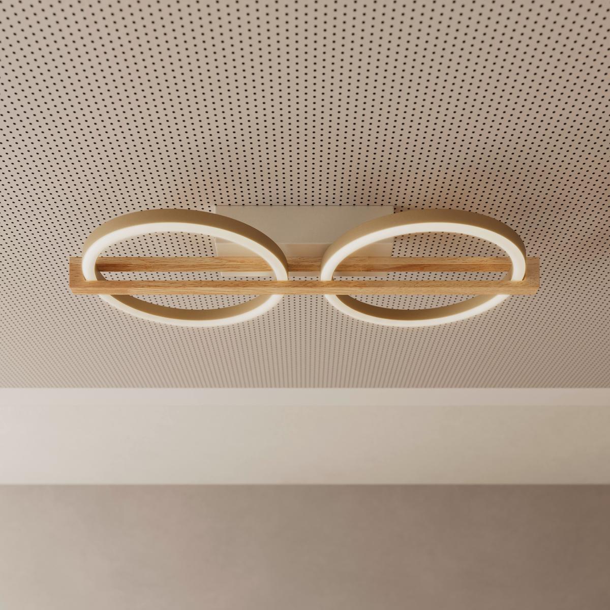 LED-DECKENLEUCHTE CAMILLO - Champagner/Naturfarben, Basics, Holzwerkstoff/Kunststoff (46/20/6cm) - Luca Bessoni