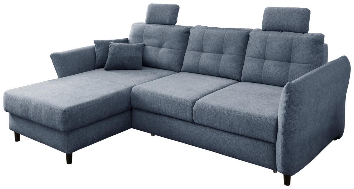 Ecksofa Brizzini Hellblau S: 176/250-280 cm - Blau/Schwarz, MODERN, Holz/Textil (176/250-280cm) - Livetastic