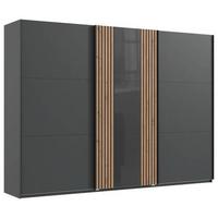 Schwebetürenschrank Atlanta - Graphitfarben/Eiche Artisan, MODERN, Glas/Holzwerkstoff (300/216/65cm) - MID.YOU