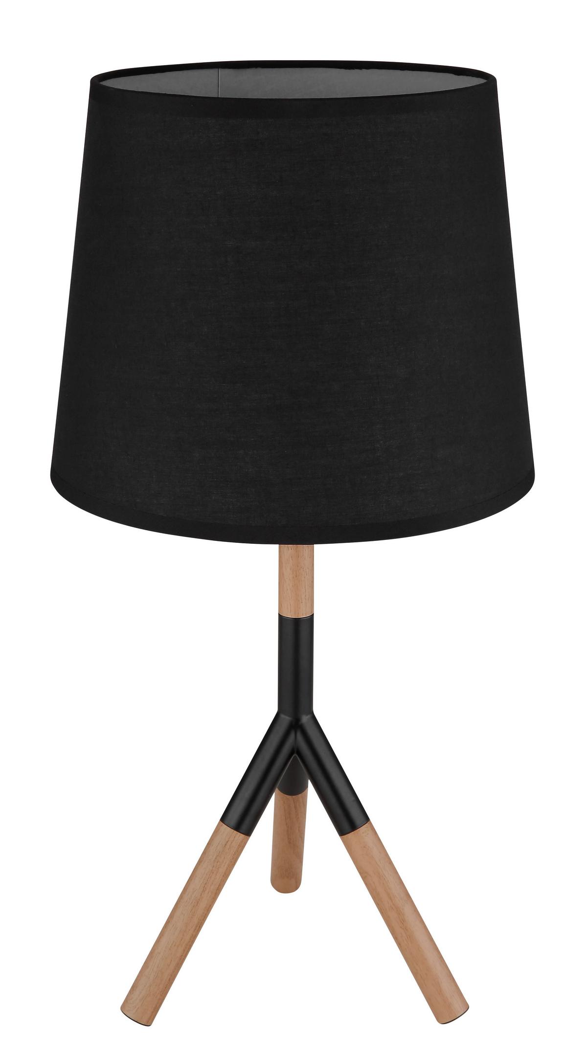 Tischleuchte 21629t - Schwarz/Naturfarben, Basics, Holz/Textil (25/45cm) - Globo