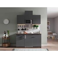 Miniküche Oliver Singleküche 150 cm - Eichefarben/Grau, Basics, Holzwerkstoff (150cm) - Respekta