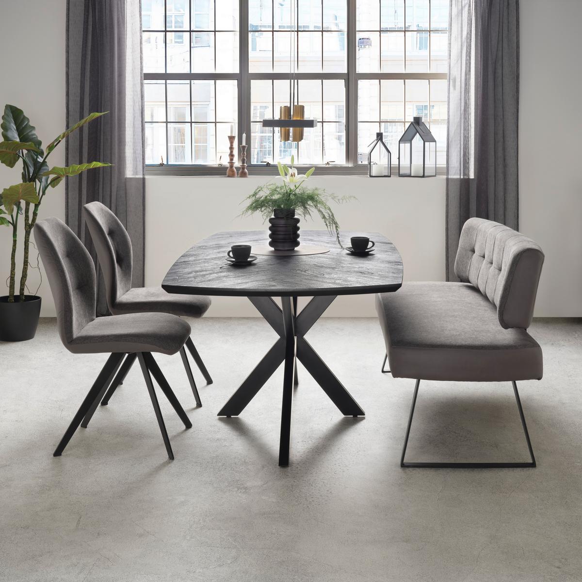 Jedálenský stôl dyha PUEBLO 180 - čierna/antracitová, Modern, kov/drevo (180/76/90cm) - Premium Living