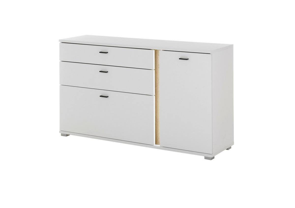 Sideboard Long Island Weiß/eiche Wotan B: 150 Cm - Silberfarben/Eiche Wotan, Design, Holzwerkstoff (150/86/42cm) - MID.YOU