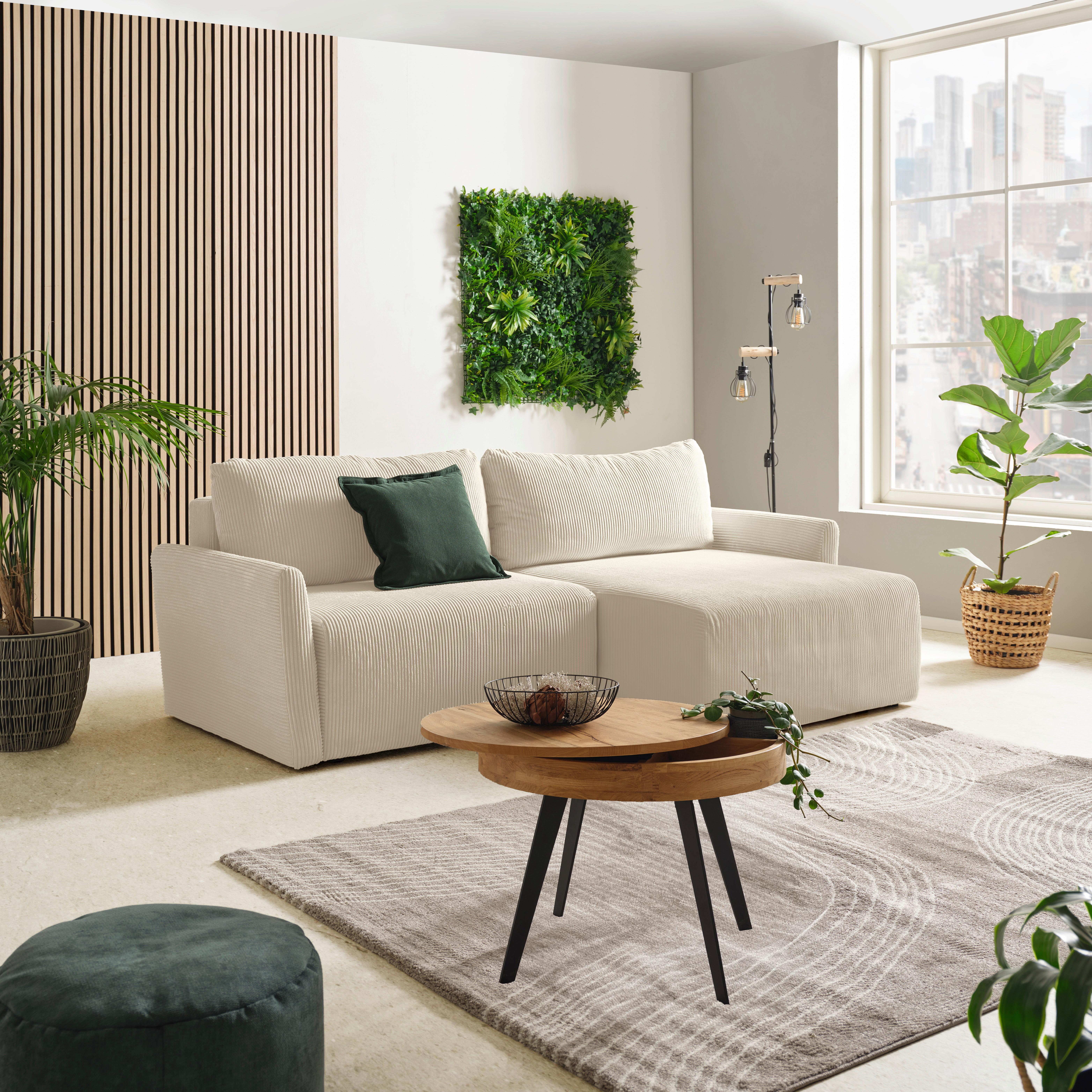 Ecksofa mit Schlaffunktion Sonos, Beige 228x146 cm - Ecru/Beige, MODERN, Textil (228/146cm)