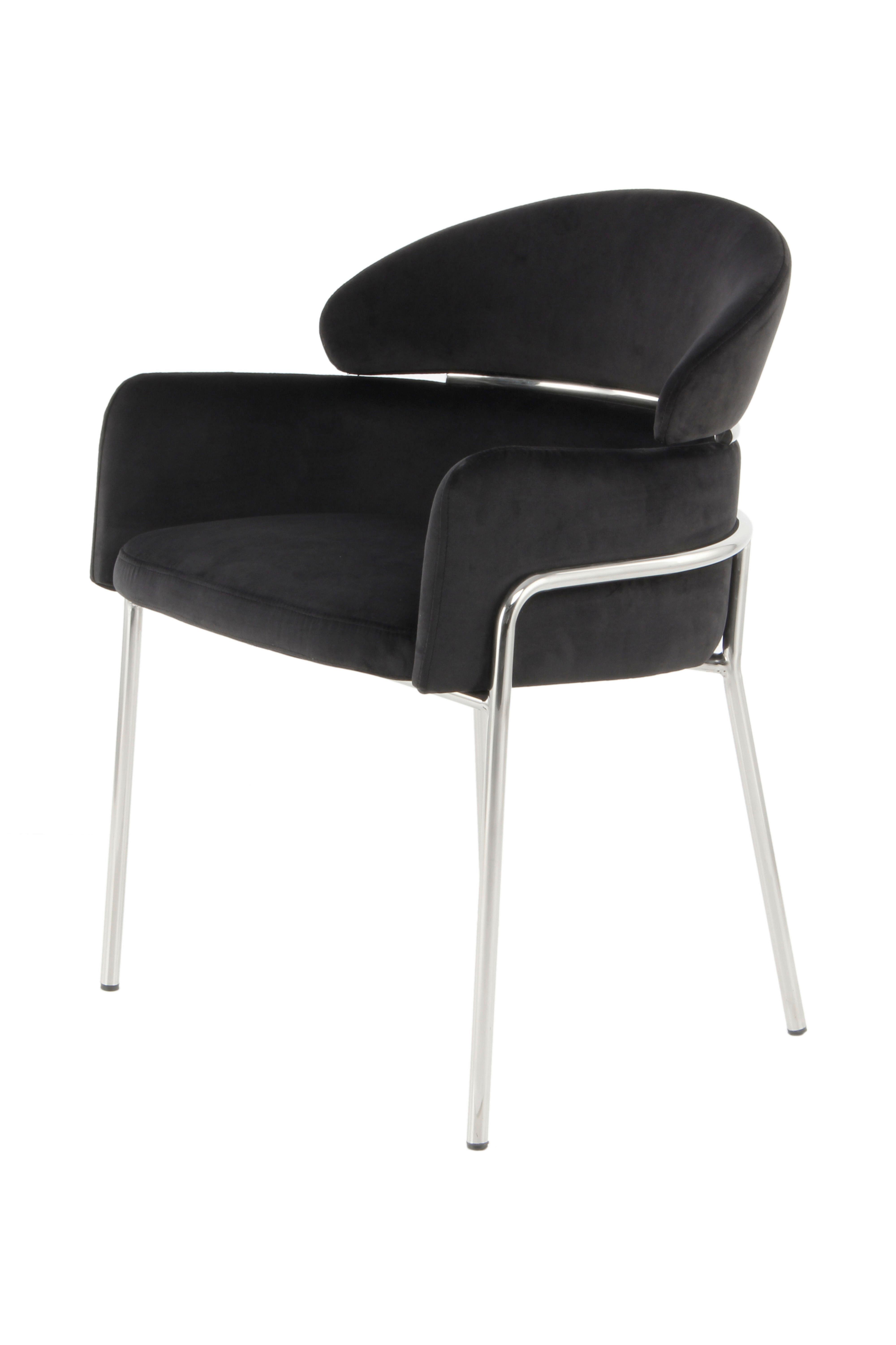 Židle s područkami, černá, barvy stříbra - černá/barvy stříbra, Design, kov/dřevo (58/79/57cm)