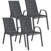 Gartensessel Paula 4er Set Metall/Textil - Anthrazit, MODERN, Textil/Metall (54/90/72cm) - Ondega