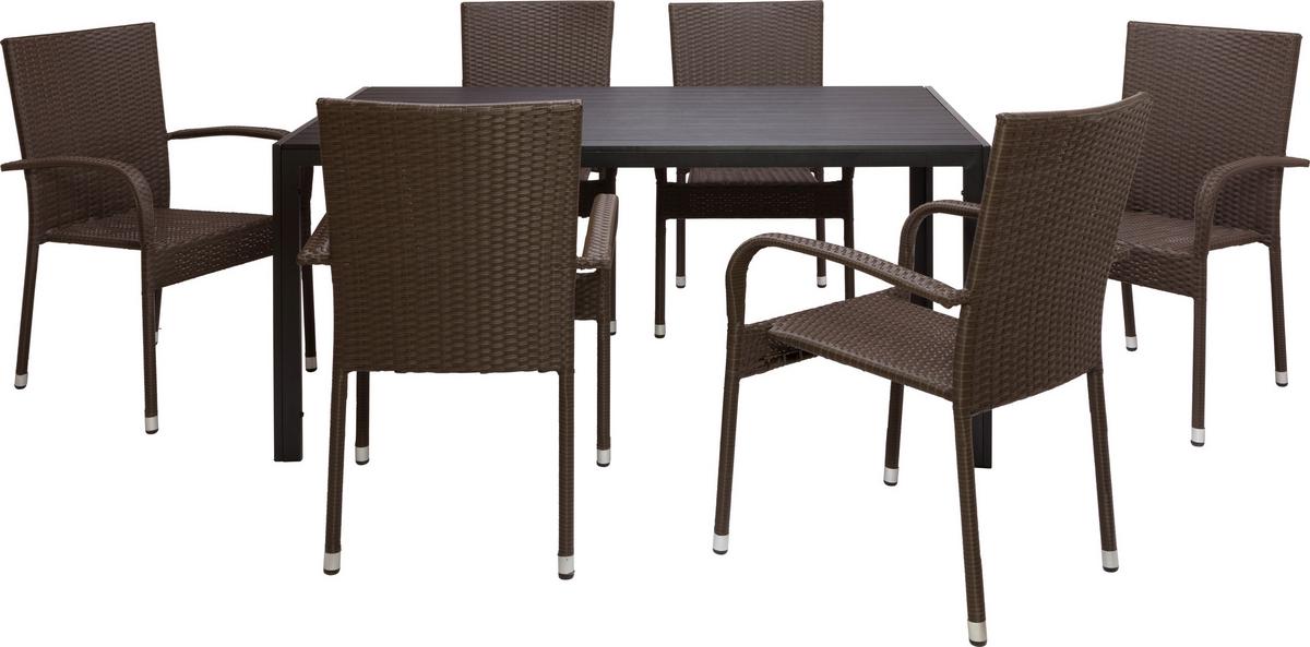 Gartentisch Milano Kunststoff/aluminium L 205 Cm - Dunkelgrau/Schwarz, MODERN, Kunststoff/Metall (205/74/90cm) - Beldano