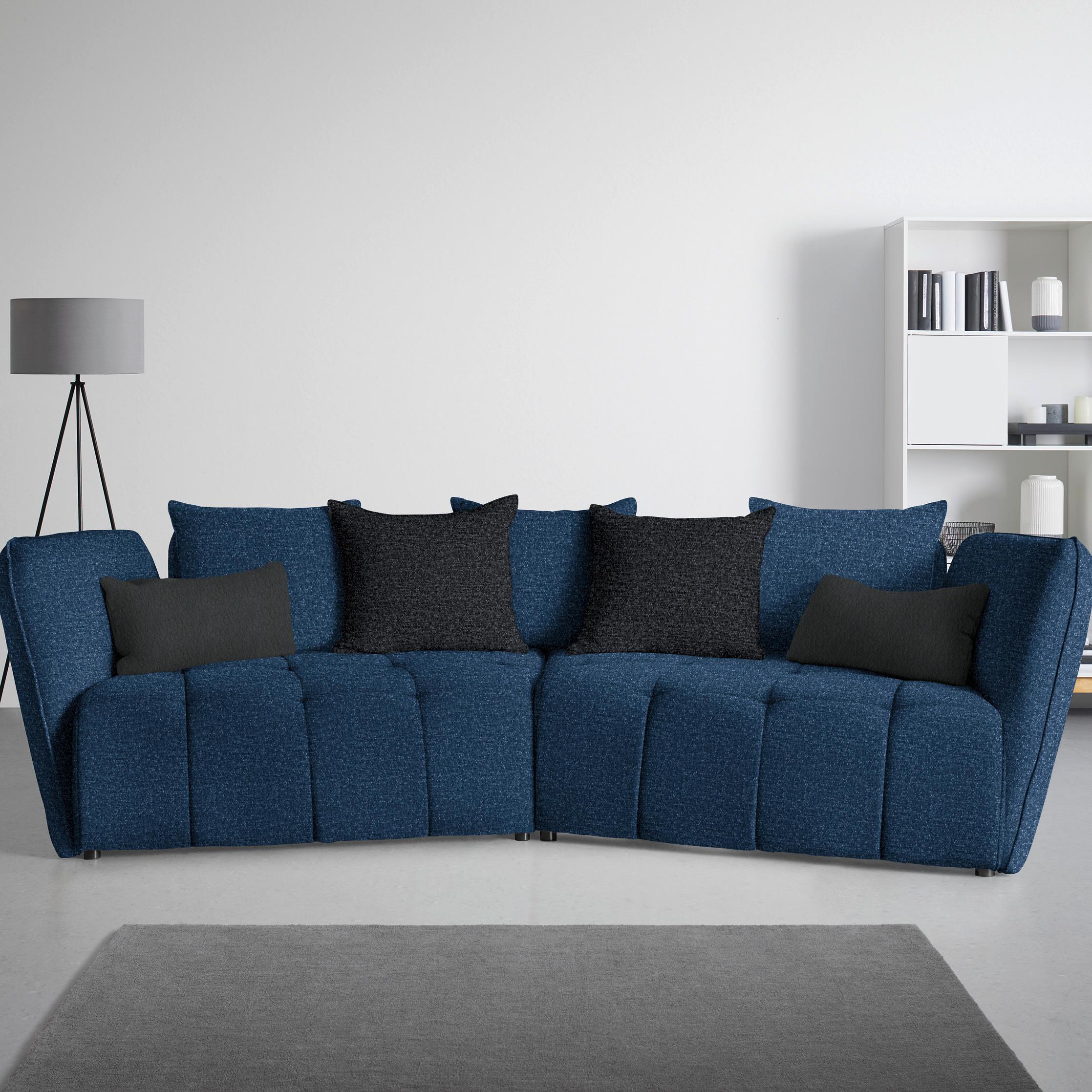 Boxspringová pohovka SOFI, tmavě modrá, tmavě šedá - šedá/černá, Moderní, textil (294/93/152cm) - Premium Living