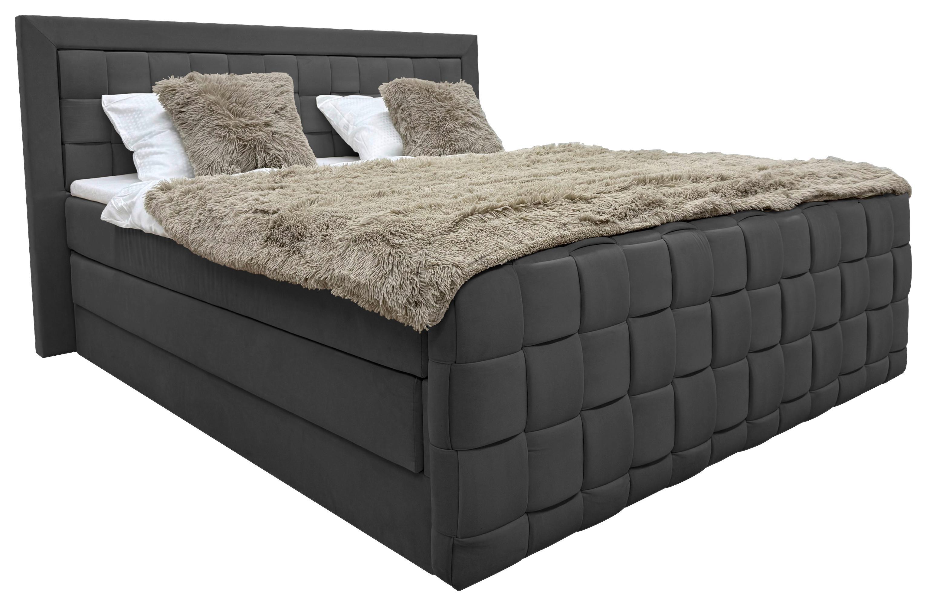Boxspringbett Grenada Schwarz Lf: 180x200 Cm - Schwarz, MODERN, Textil (180/200cm) - Livetastic