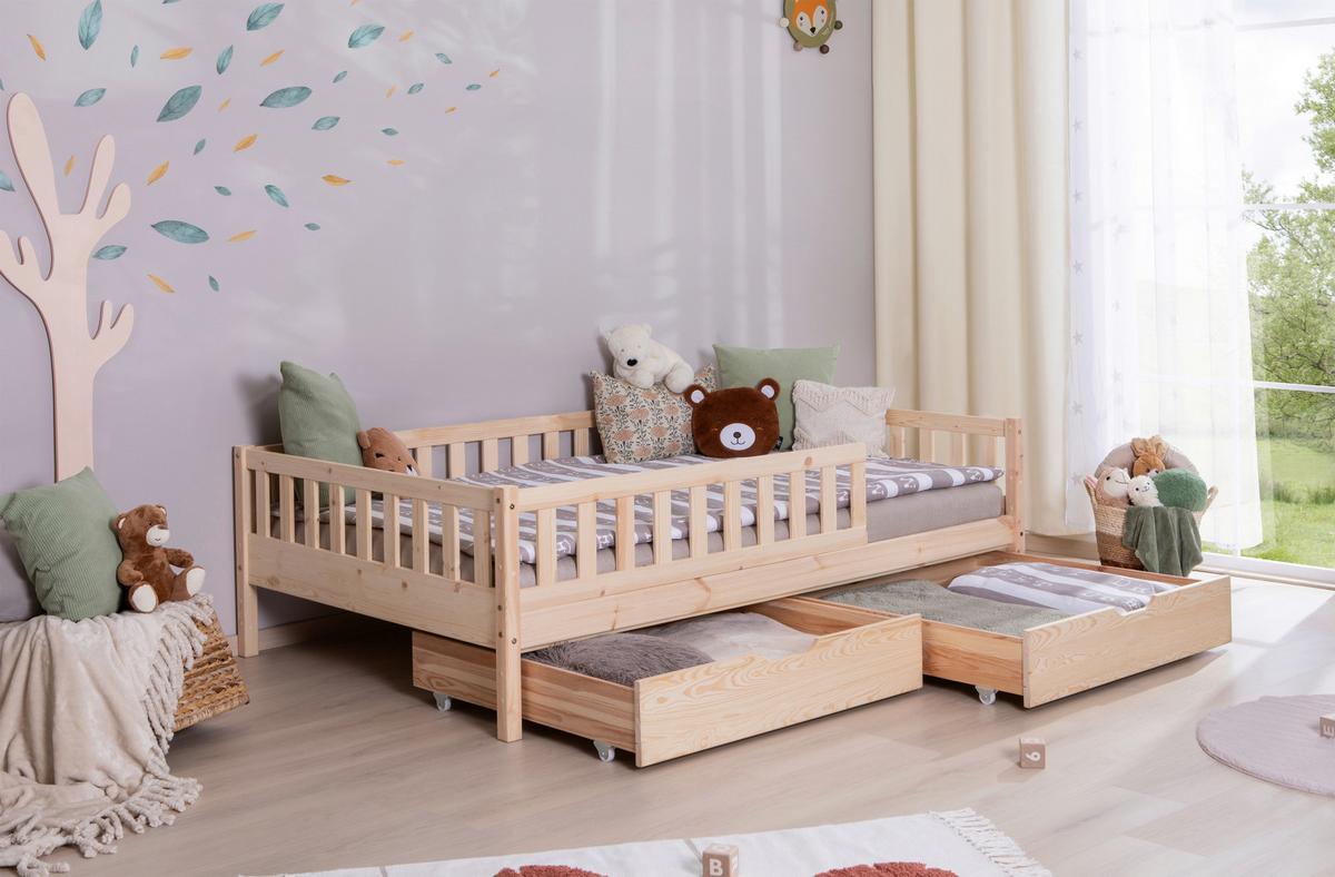 Hausbett Lou Bettschublade Naturfarben B: 120 cm - Naturfarben, MODERN, Holz (120/200cm) - MID.YOU