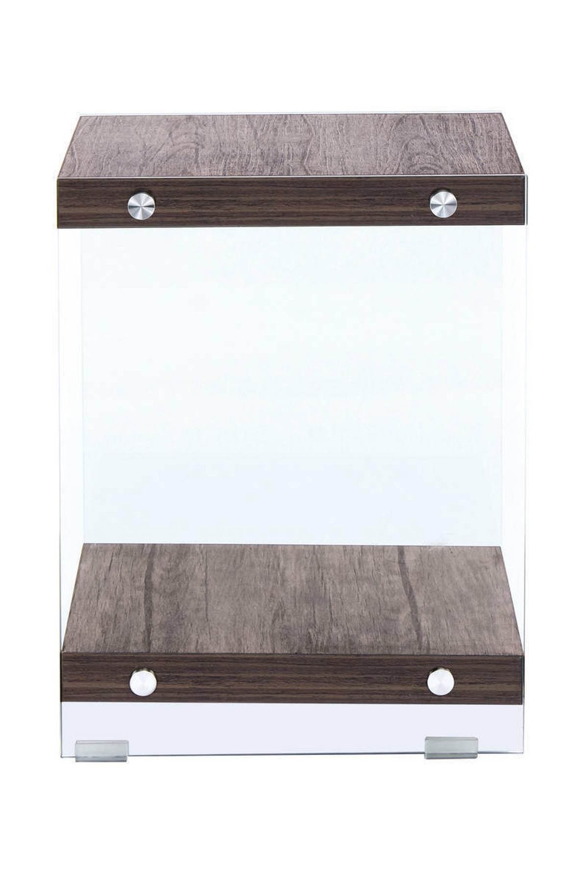 Beistelltisch Mit Ablage Elementary Hellbraun - Klar/Hellbraun, Basics, Glas/Holzwerkstoff (35/35/45cm) - Kayoom
