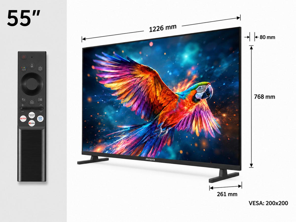 SMART LED TV 55 Zoll - Schwarz, MODERN, Kunststoff