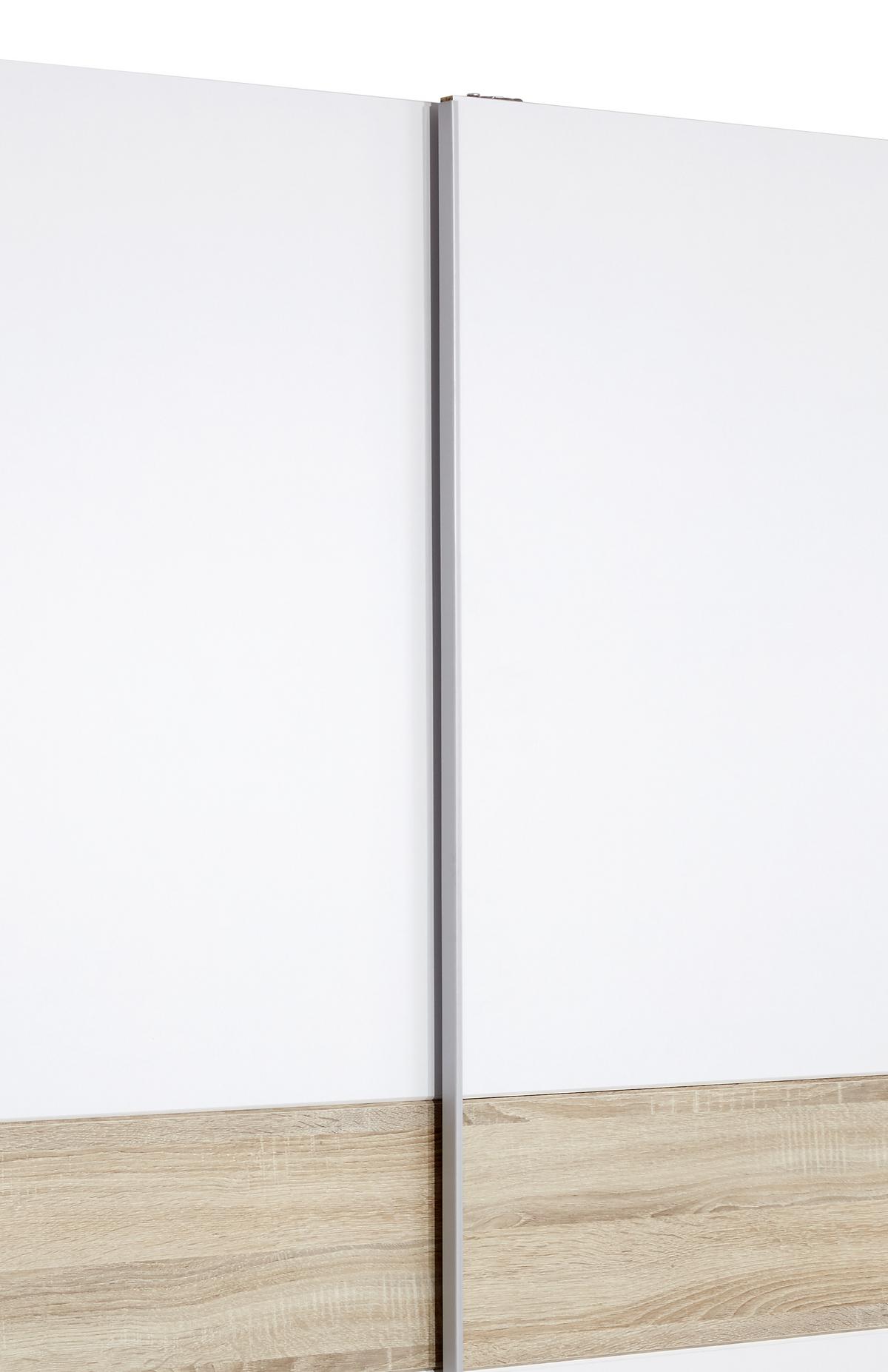 Schwebetürenschrank 170cm Wiki, Weiß/ Sonoma Eiche Dekor - Weiß/Sonoma Eiche, KONVENTIONELL, Holzwerkstoff (170/196/60cm) - MID.YOU