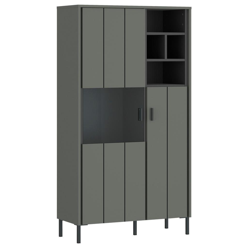 Vitrine Shirley Grau/grün/schwarz B: 82,1 Cm