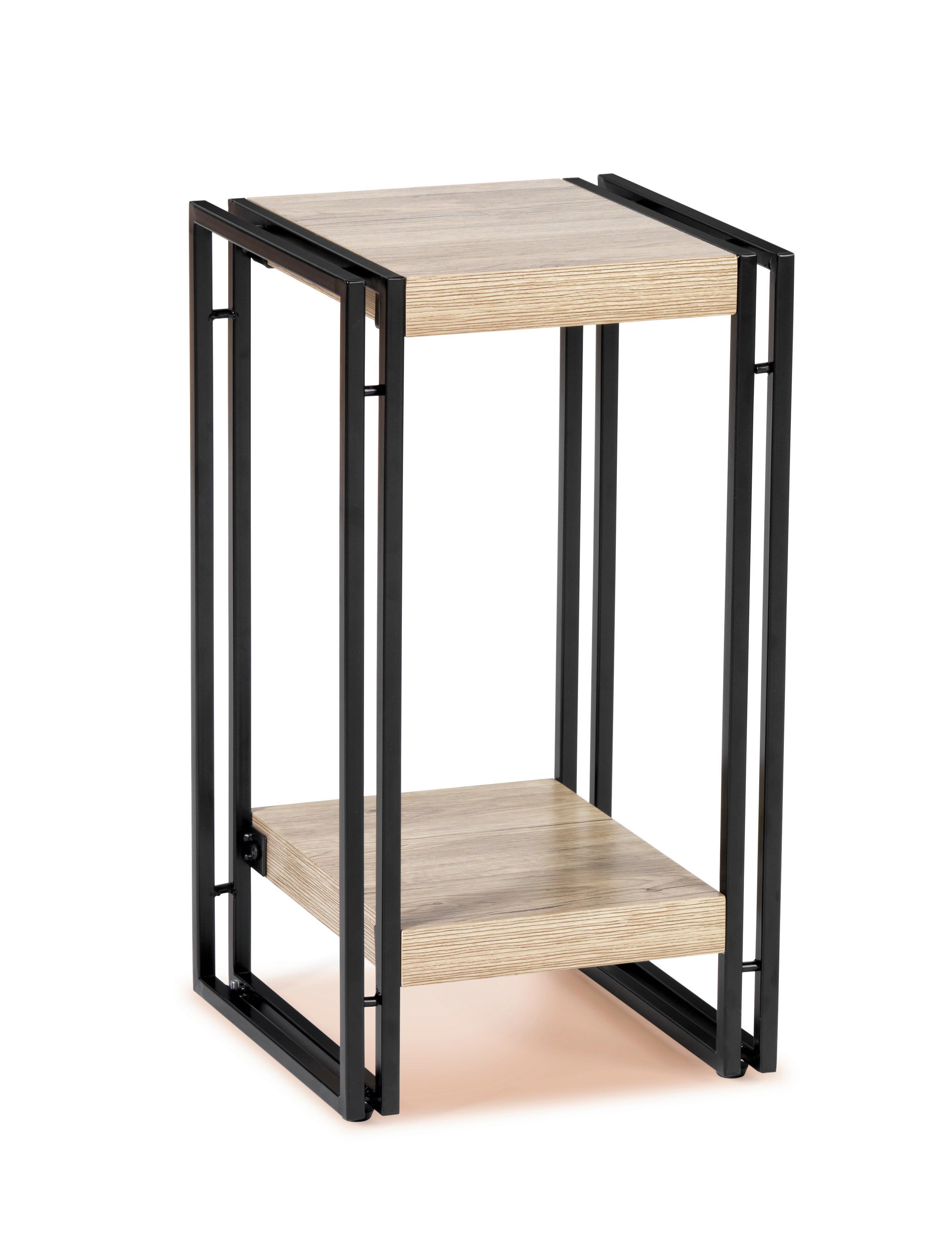 Virágtartó Állvány Scott 4 - tölgyfa színű/fekete, Modern, faalapú anyag/fém (30/55/30cm) - Ondega