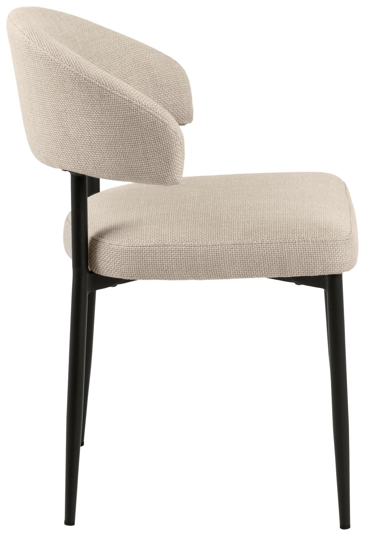 Esszimmerstuhl Edina Beige Metall-Beine - Beige/Schwarz, Trend, Textil/Metall (56/77/55cm) - MID.YOU