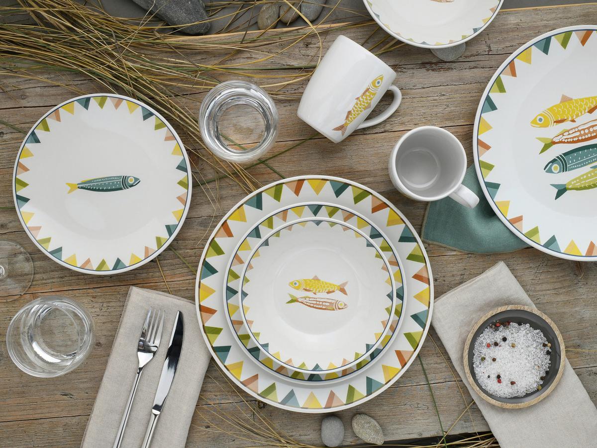 Kombiservice Sardinhas Steinzeug, 16 -Teilig. - Multicolor, Basics, Keramik - Creatable