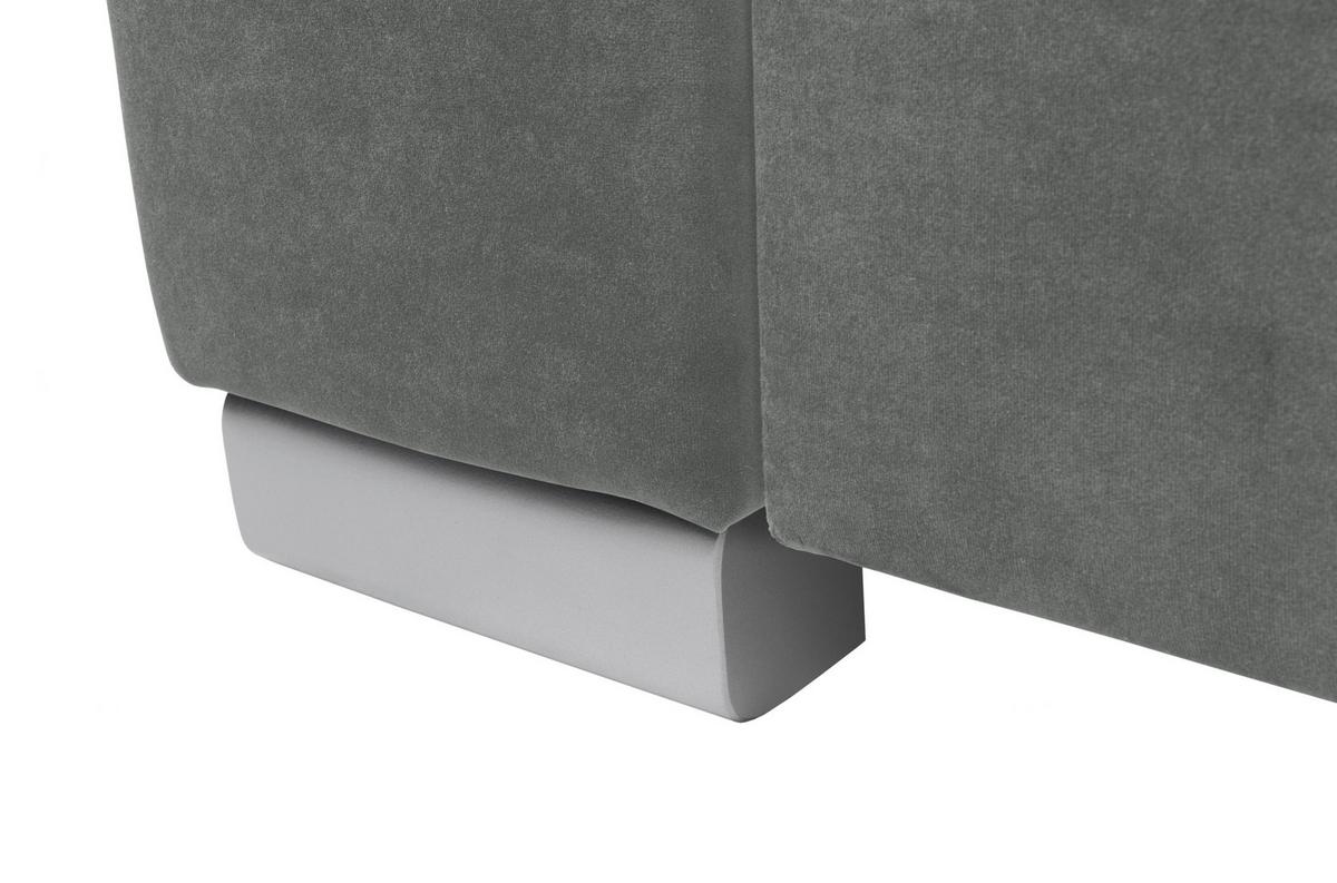 Ecksofa Evia - Alufarben/Grau, Design, Holz/Textil (243/186cm) - MID.YOU