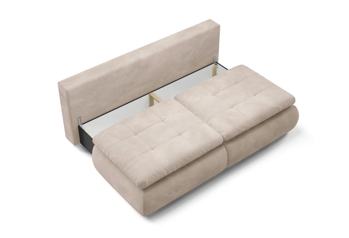 Schlafsofa Mystic Beige B: 220cm - Beige/Schwarz, Design, Textil (220/94/114cm) - Livetastic
