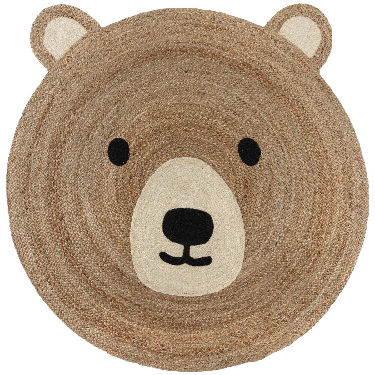 Kinderteppich Jute Bertie Bear N 100x100 - Creme, Basics, Textil (100cm)