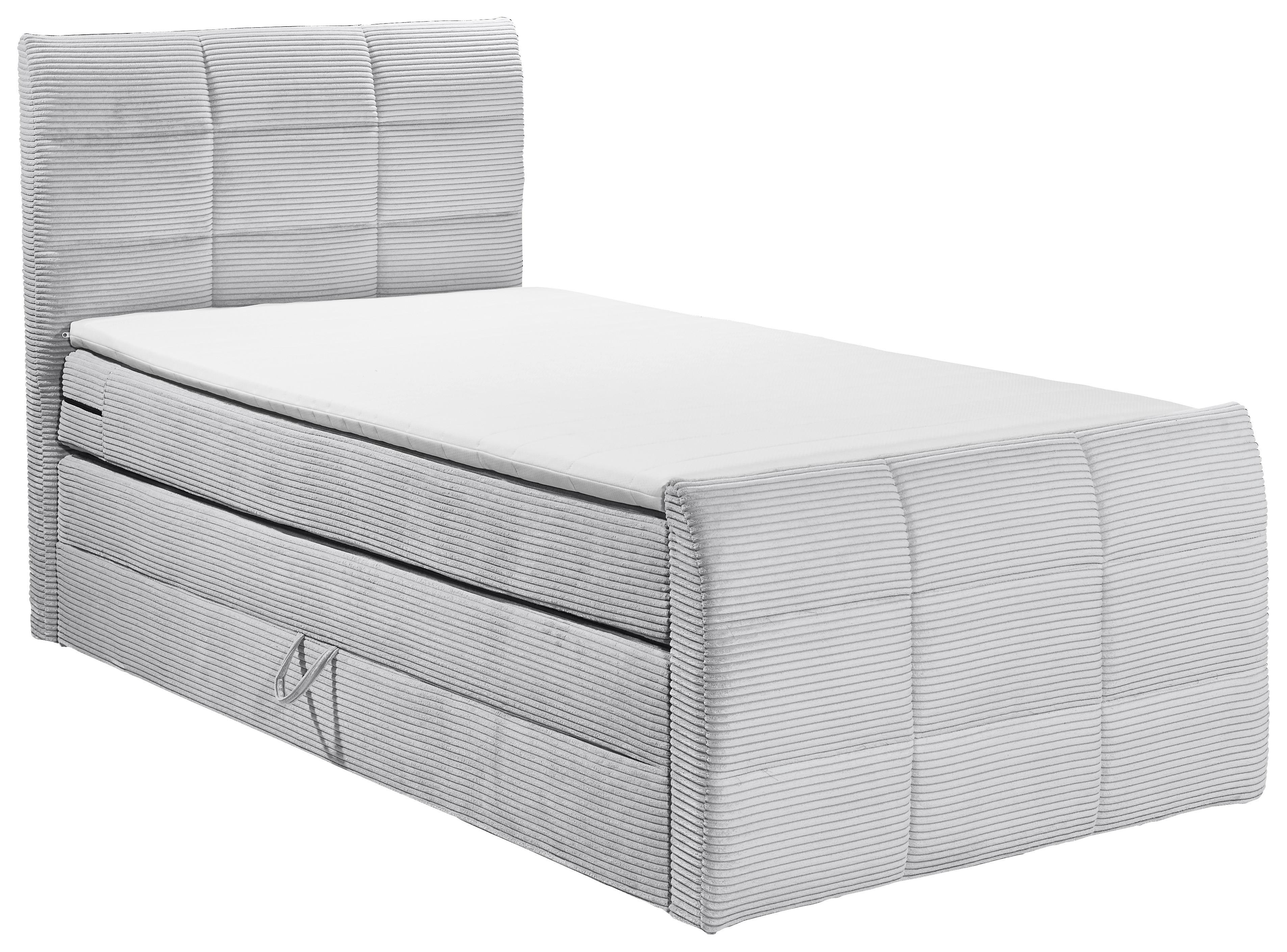 Boxspringbett Bolivia 6 - Hellgrau/Schwarz, MODERN, Holzwerkstoff/Textil (120/200cm) - MID.YOU