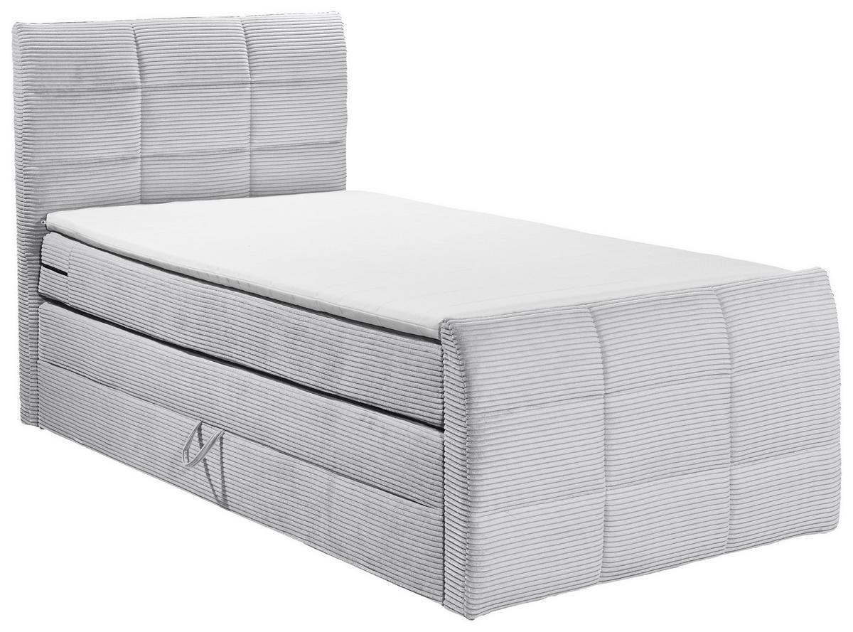 Boxspringbett Mit Topper & Bettkasten 120x200 Bolivia - Hellgrau/Schwarz, MODERN, Holzwerkstoff/Textil (120/200cm) - MID.YOU