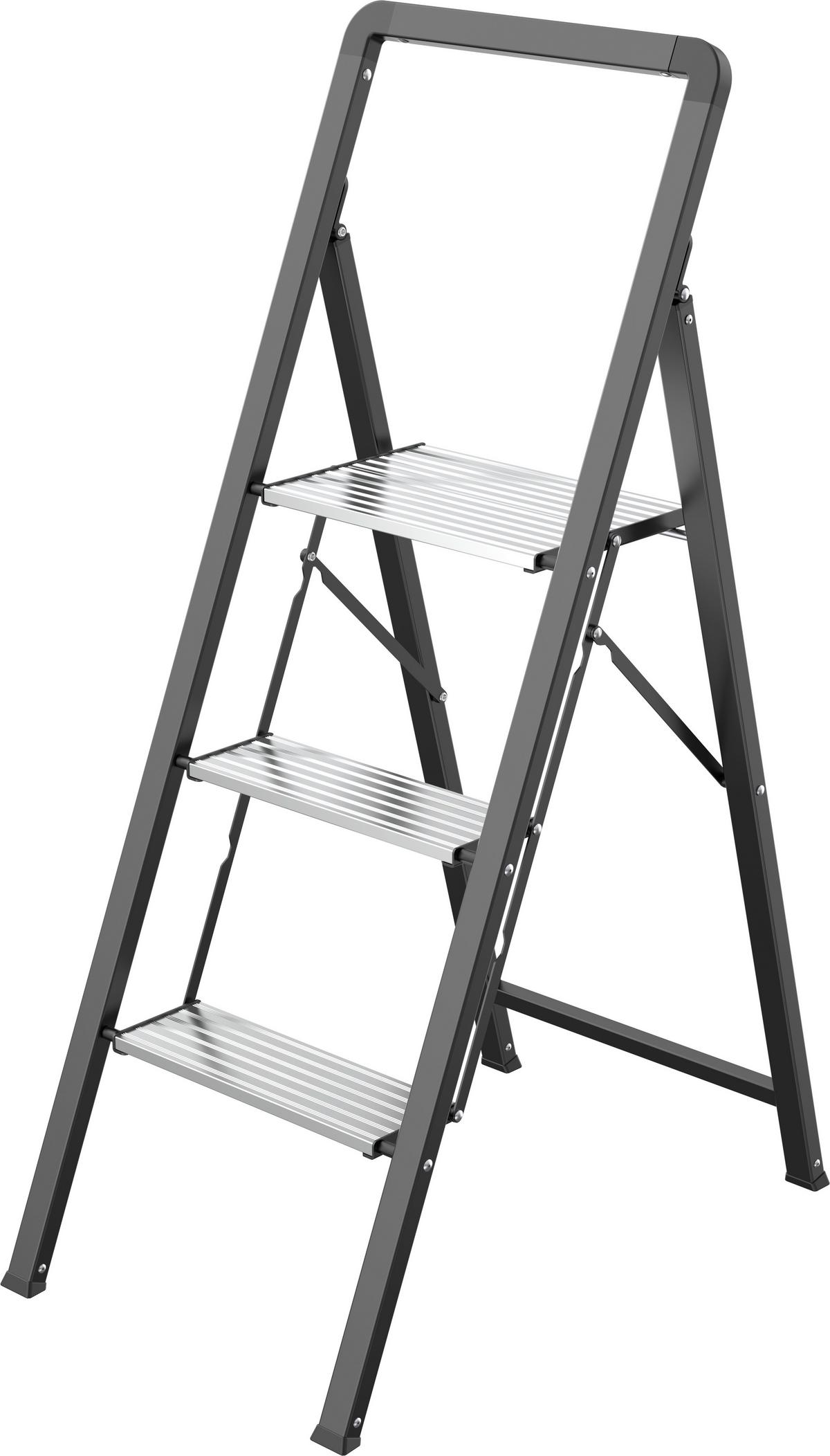 Skladací schodík MAGNUS - čierna, Modern, kov (40,3/108,3/4,3cm) - Mömax