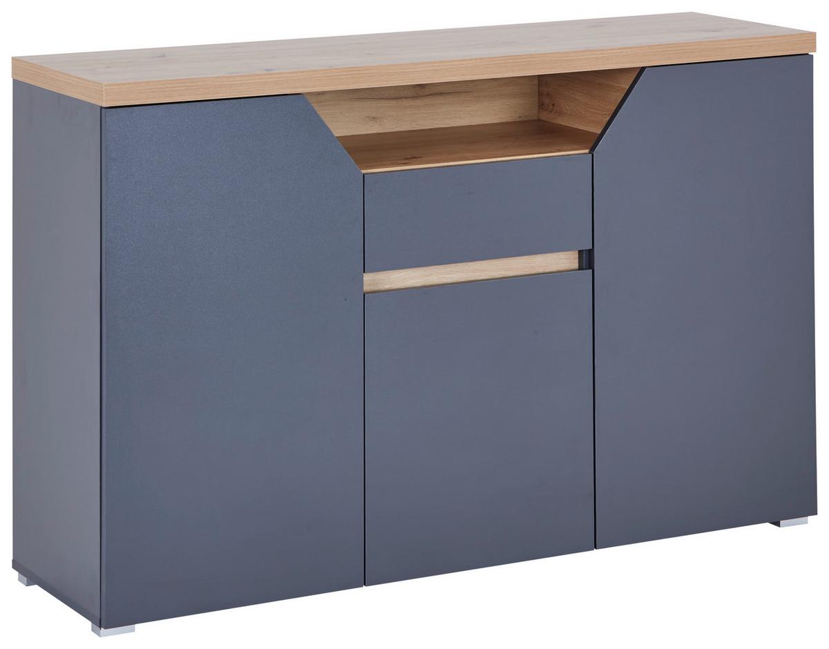 Komoda PEPE 3 otočné dvere - čierna/biela, Modern, kompozitné drevo/plast (136,4/91,6/40cm)