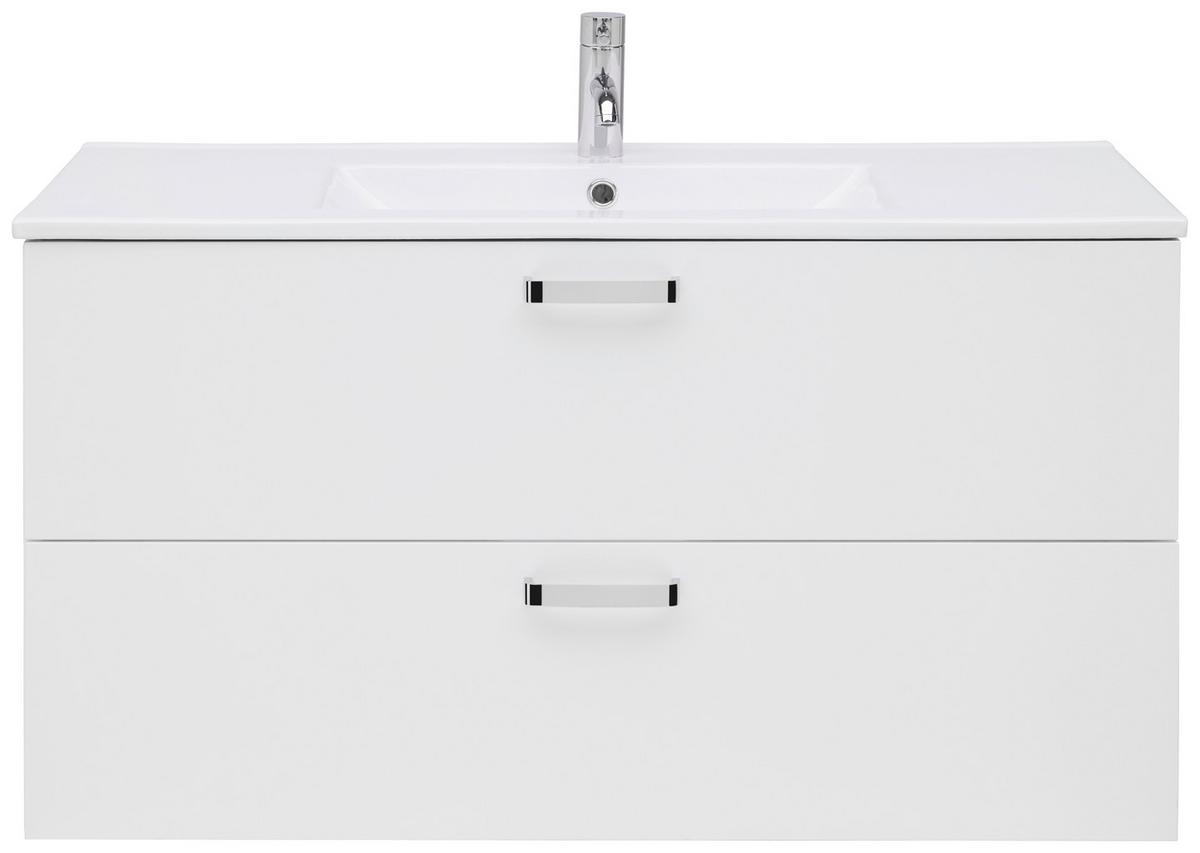 Mosdó Alsószekrény Fresh - fehér/magasfényű fehér, Konventionell, faalapú anyag/kerámia (100/56/46,5cm) - Ondega
