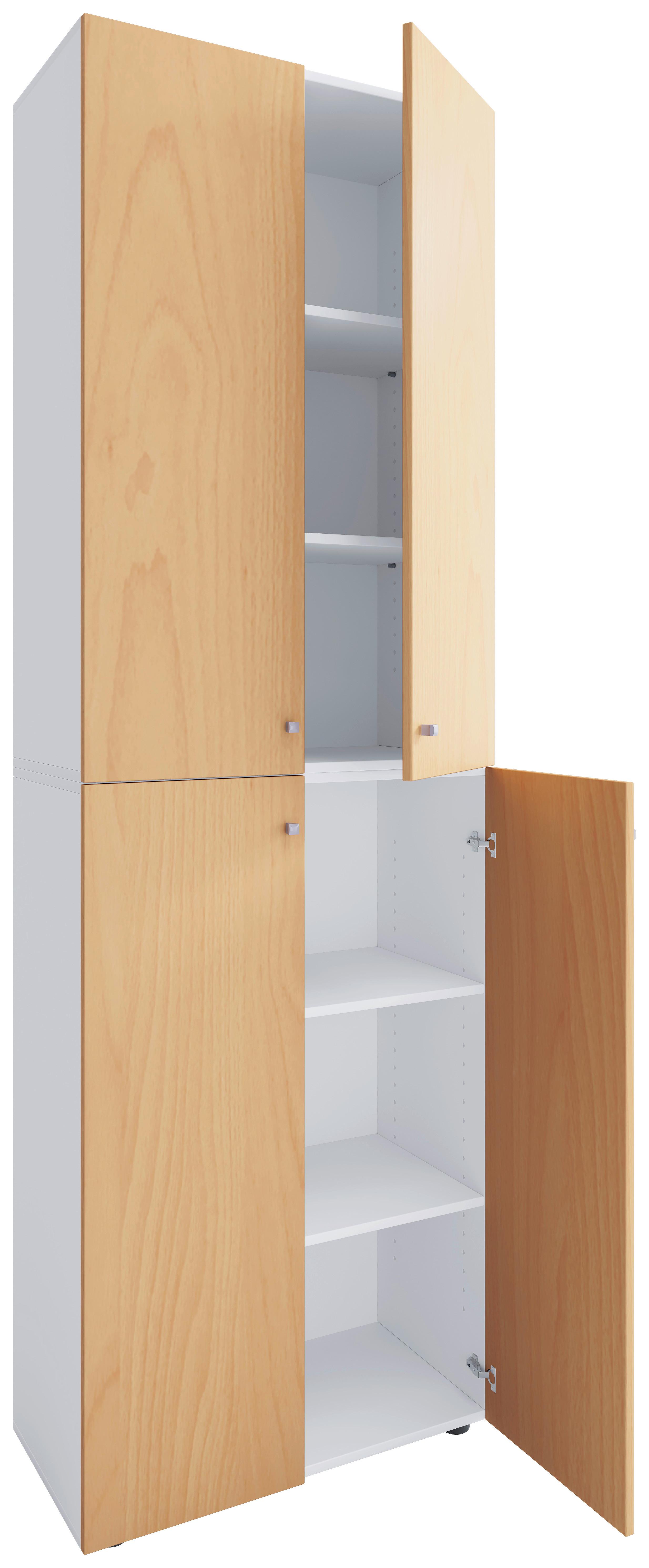 Schuhschrank Lona Weiß Buchefarben Dekor - Buchefarben/Schwarz, Design, Holzwerkstoff (70/220/40cm) - MID.YOU
