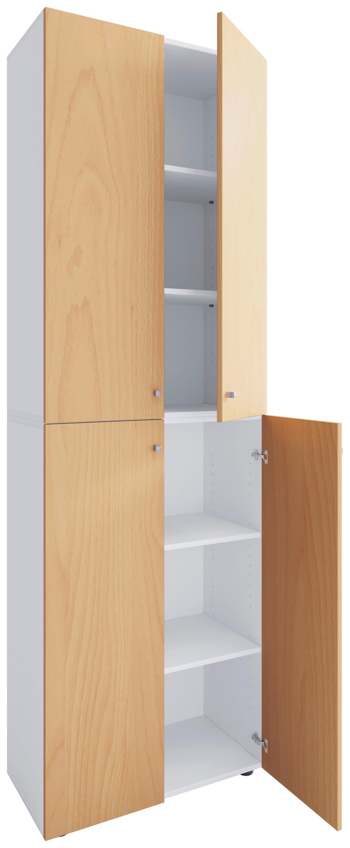 Schuhschrank Lona Weiß Buchefarben Dekor - Buchefarben/Schwarz, Design, Holzwerkstoff (70/220/40cm) - MID.YOU