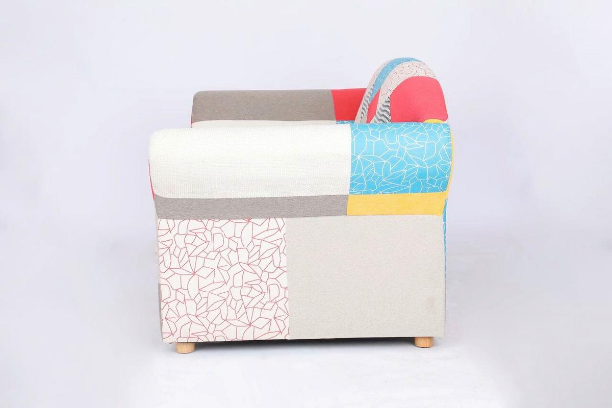 2-Sitzer Loretta, bunt ca. 153x83x85 cm - Hellbraun/Weiß Hochglanz, Basics, Holz/Textil (204/83/85cm)
