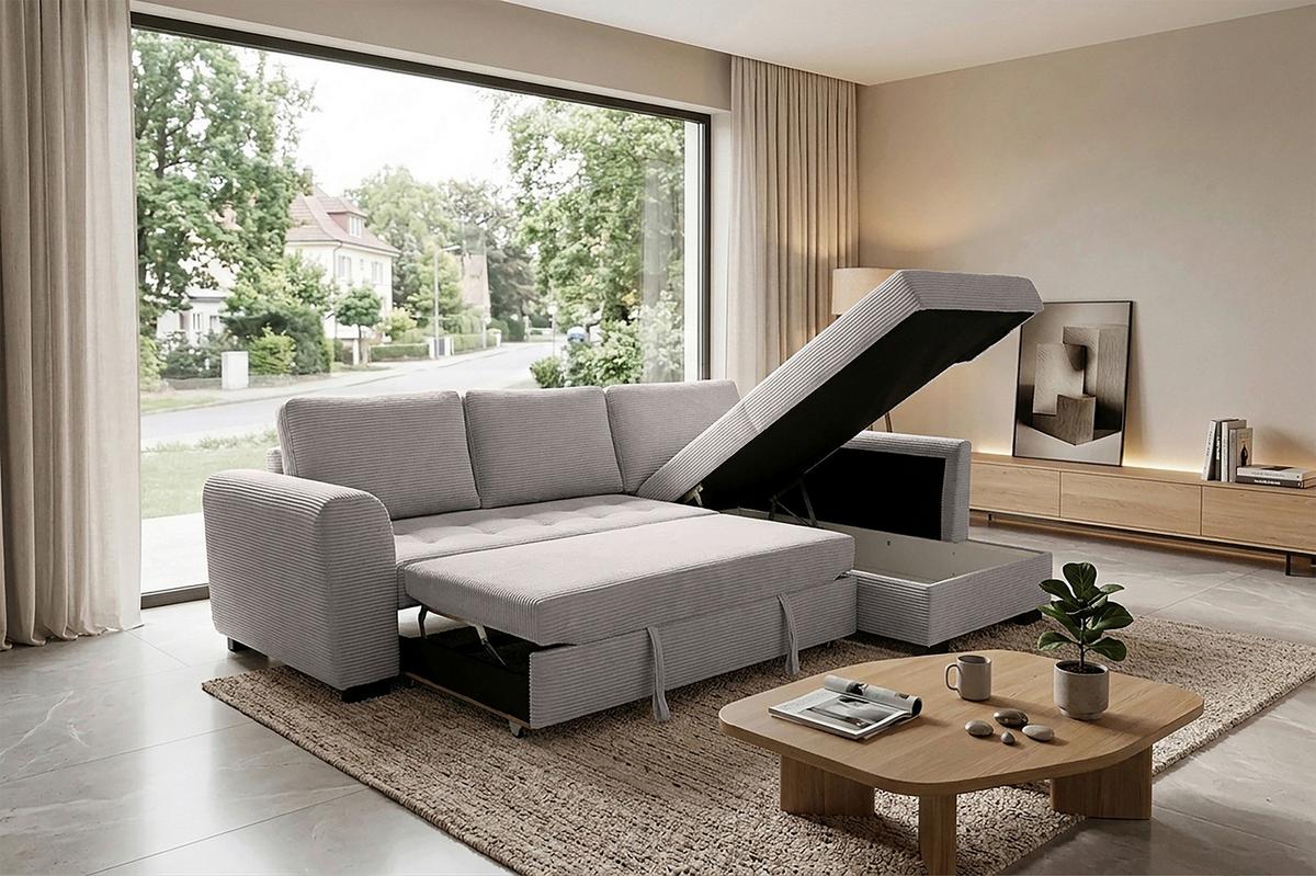 Ecksofa John Graubraun  S: 239x178 cm - Graubraun/Schwarz, Trend, Textil (239/178cm)