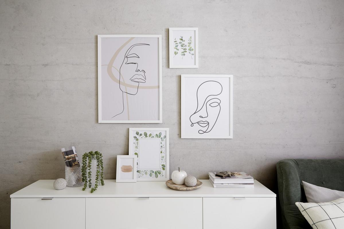 Bilderrahmen 50x70 cm Caralina Holz-Dekor Weiß, 53,3x73,3 cm - Weiß, Basics, Glas/Holz (53,3/73,3/1,5cm) - Luca Bessoni