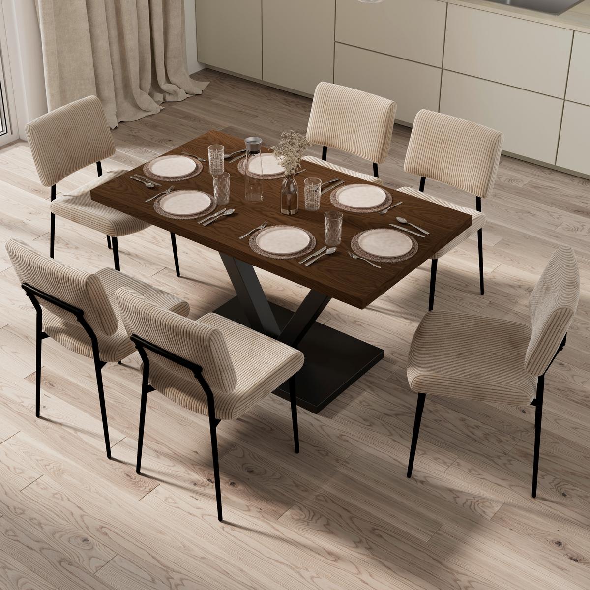 Stolička béžová - čierna/béžová, Modern, kov/drevo (56/85/47cm) - Bessagi Home