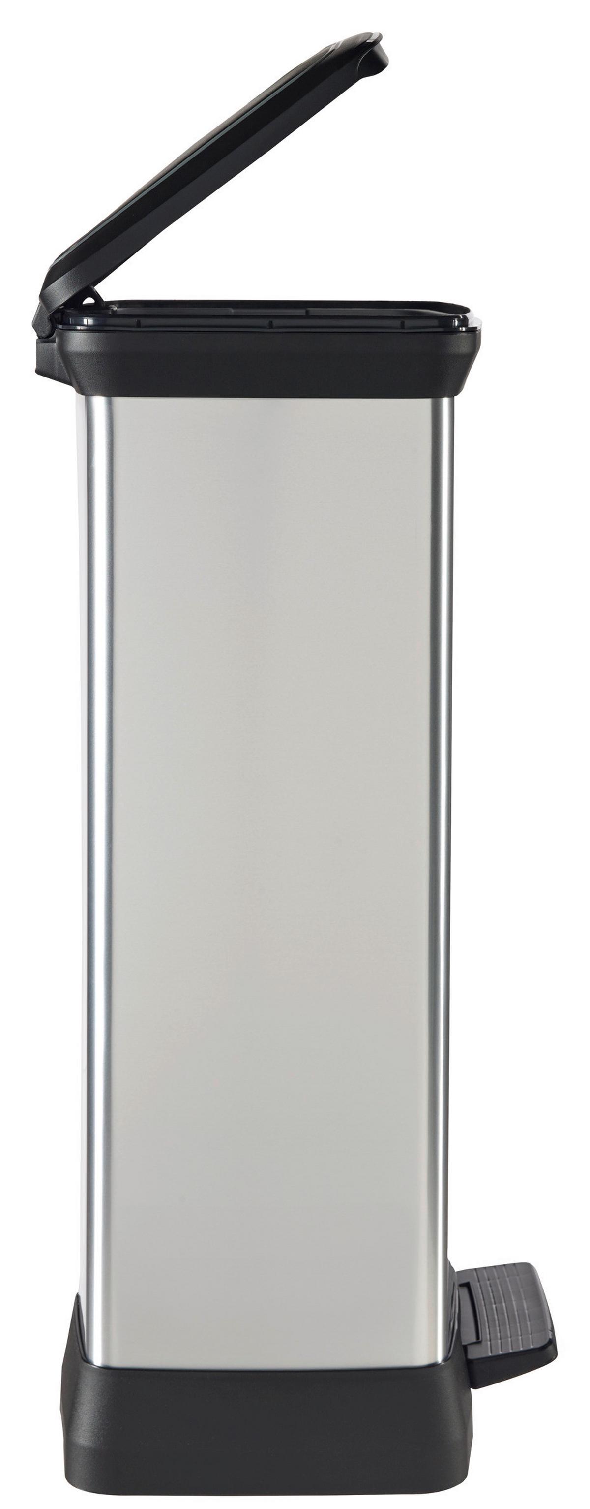 Mülleimer Deco Mit Deckel 50 L Kunststoff Schwarz/silber - Silberfarben/Schwarz, Basics, Kunststoff (36,0/81,1/44,0cm) - Keter