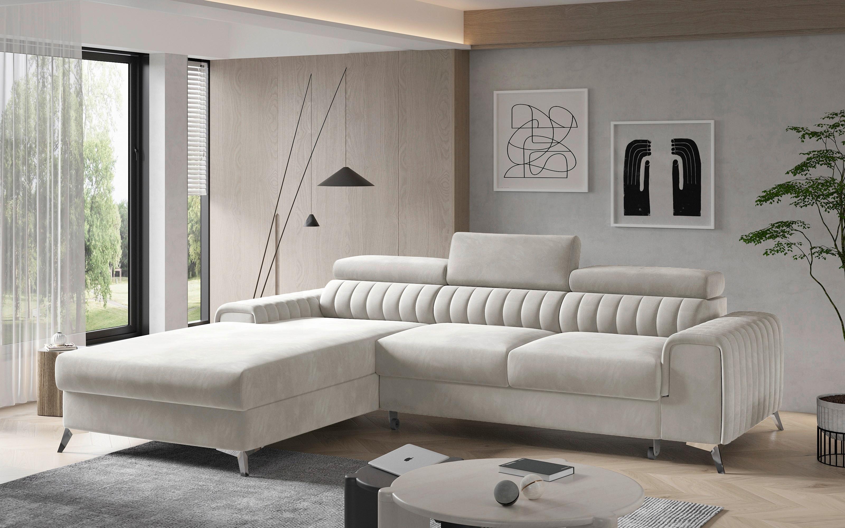 Ecksofa Grayson Beige S: 205x278 cm - Beige/Silberfarben, Design, Textil (205/278cm) - MID.YOU