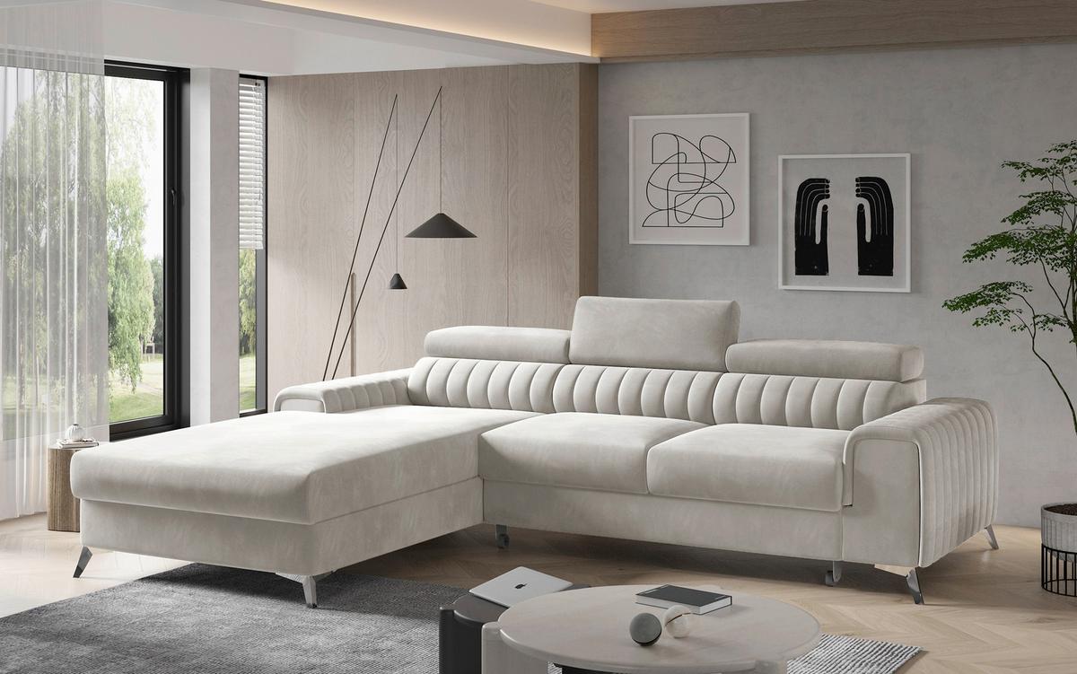 Ecksofa Grayson Beige S: 205x278 cm - Beige/Silberfarben, Design, Textil (205/278cm) - MID.YOU