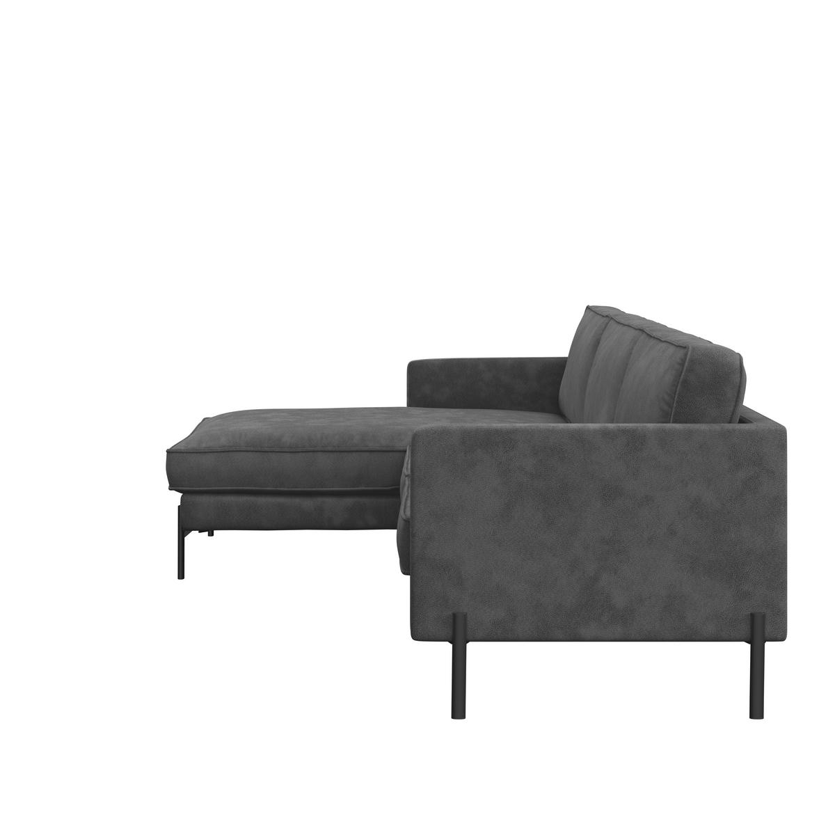 Ecksofa Yukon Dunkelgrau S: 154x232 Cm - Dunkelgrau/Schwarz, Trend, Textil (154/232cm) - Livetastic