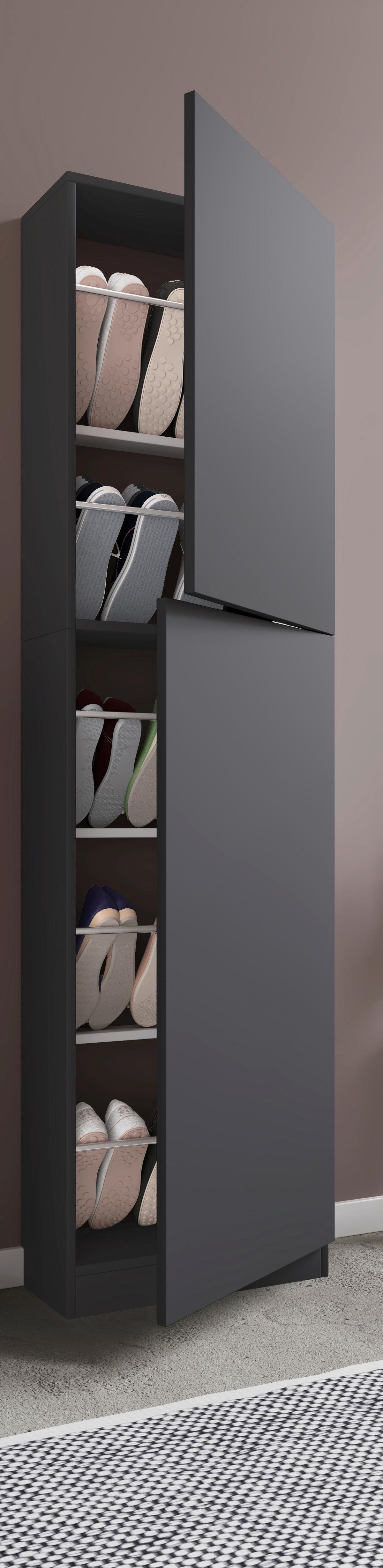 Schuhschrank Fulisa Anthrazit, 50 cm - Anthrazit, Design, Holzwerkstoff (50/180/17cm) - MID.YOU