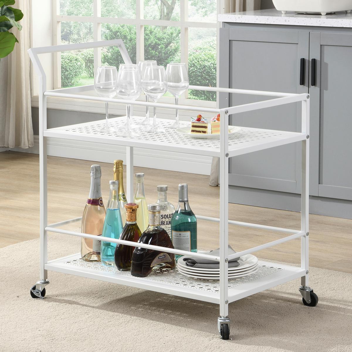 SERVIERWAGEN Weiß B: 79 cm - Weiß, Design, Kunststoff/Metall (79/45/83cm) - MID.YOU