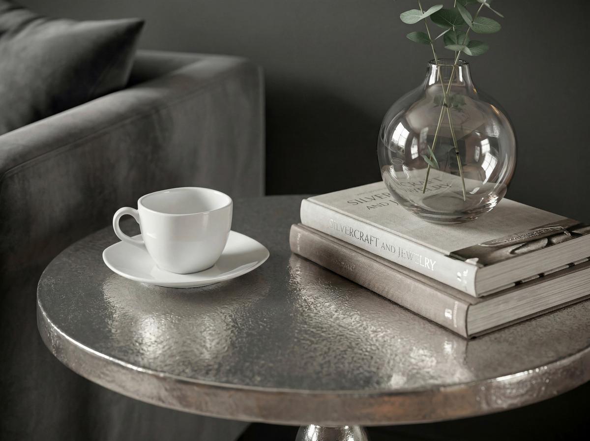 BEISTELLTISCH Silberfarben B: 40cm - Silberfarben, Design, Metall (40/40/56cm) - MID.YOU