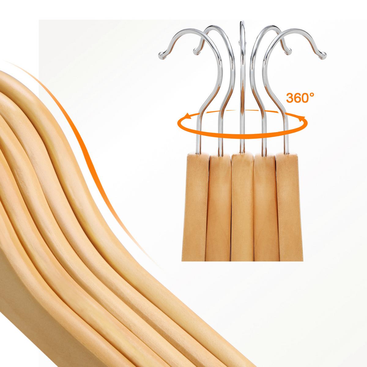 Kleiderbügelset Silberfarben/Ahornfarben 44 cm - Silberfarben/Ahornfarben, Basics, Holz (44cm)