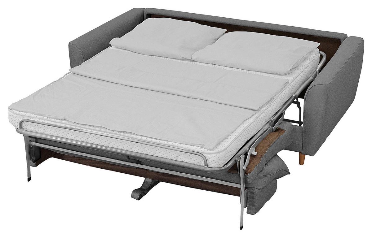 Schlafsofa Winter Dunkelgrau B: 195 cm - Dunkelgrau/Buchefarben, Design, Textil (195/90/102cm) - Livetastic