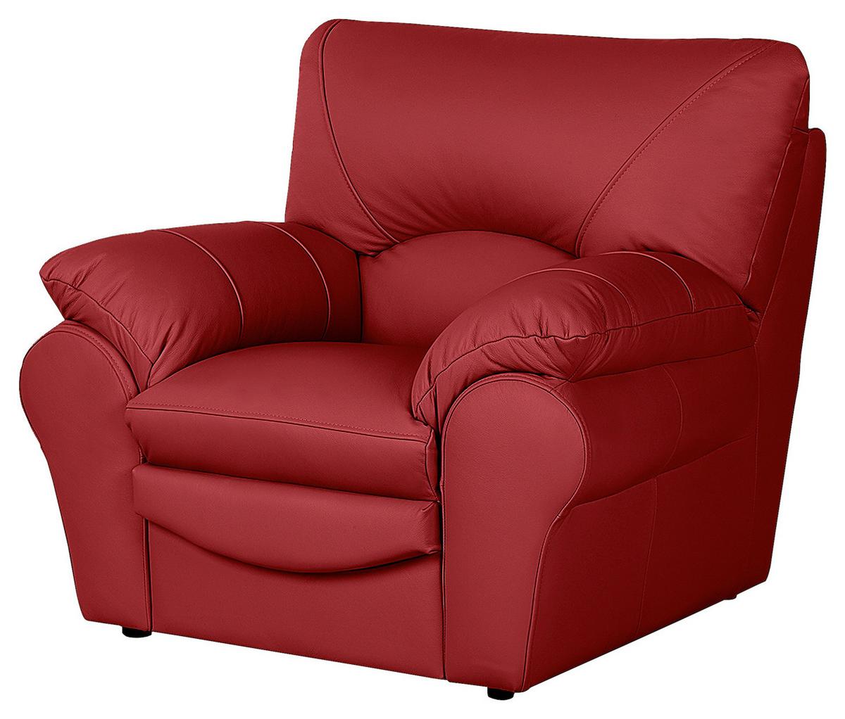 Sessel Oslo Rot B: 105 cm - Rot/Schwarz, Design, Leder (105/92/85cm) - Livetastic