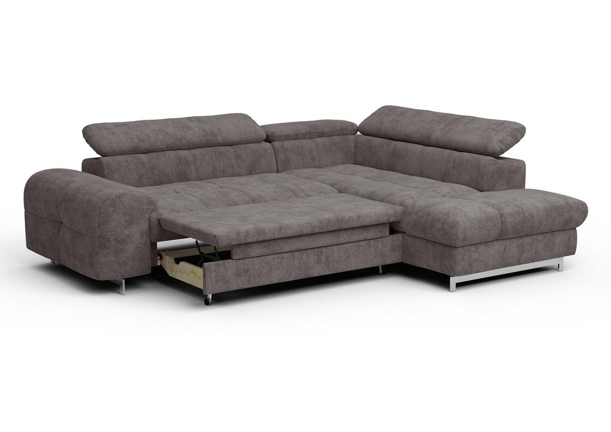 Ecksofa Mit Schlaffunktion Cloud + Dunkelbraun - Chromfarben/Dunkelbraun, KONVENTIONELL, Textil (257/206cm) - Livetastic