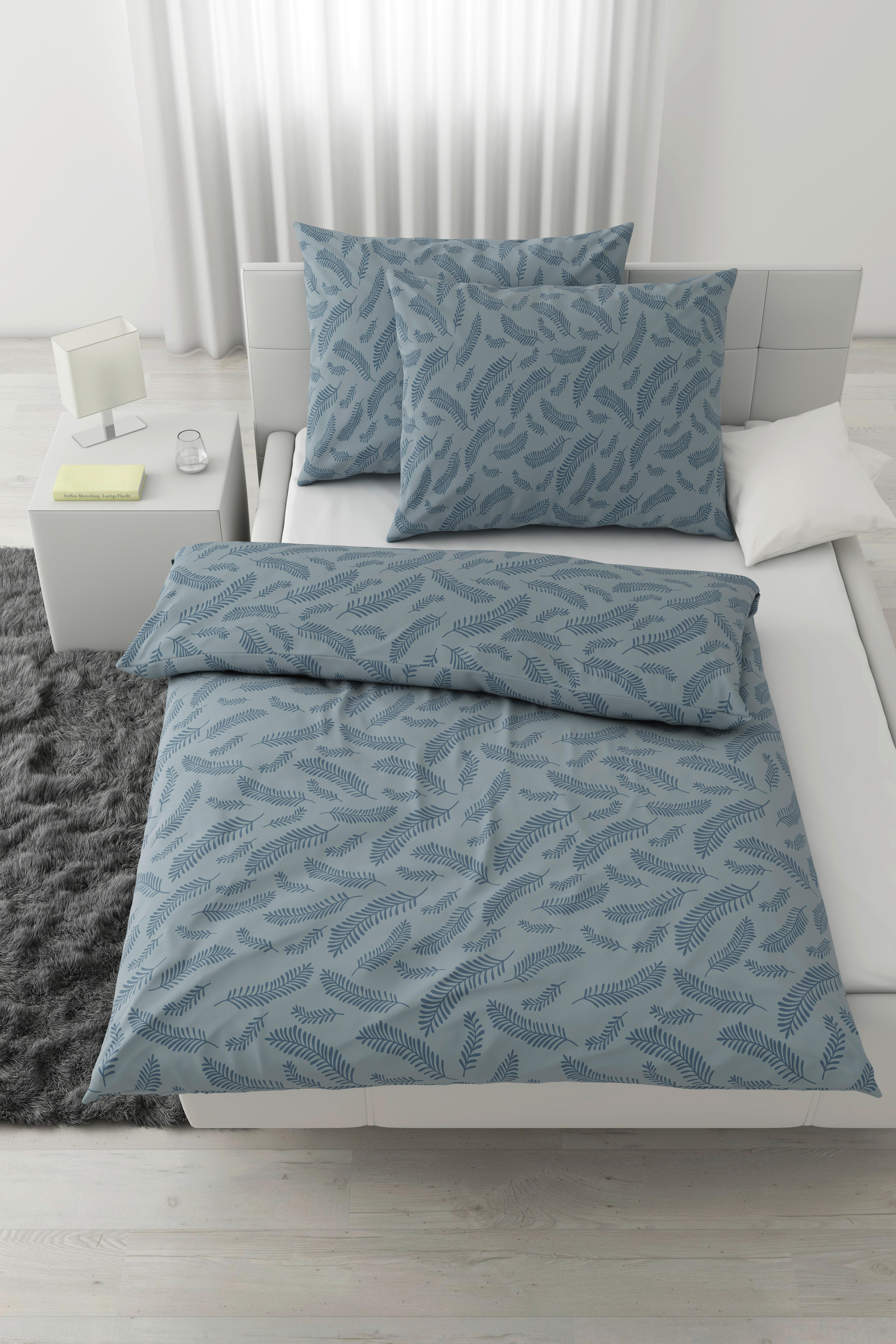 Povlečení Ferns XXL, 2x70/90 200/220cm - modrá, Moderní, textil (200/220cm) - Mömax