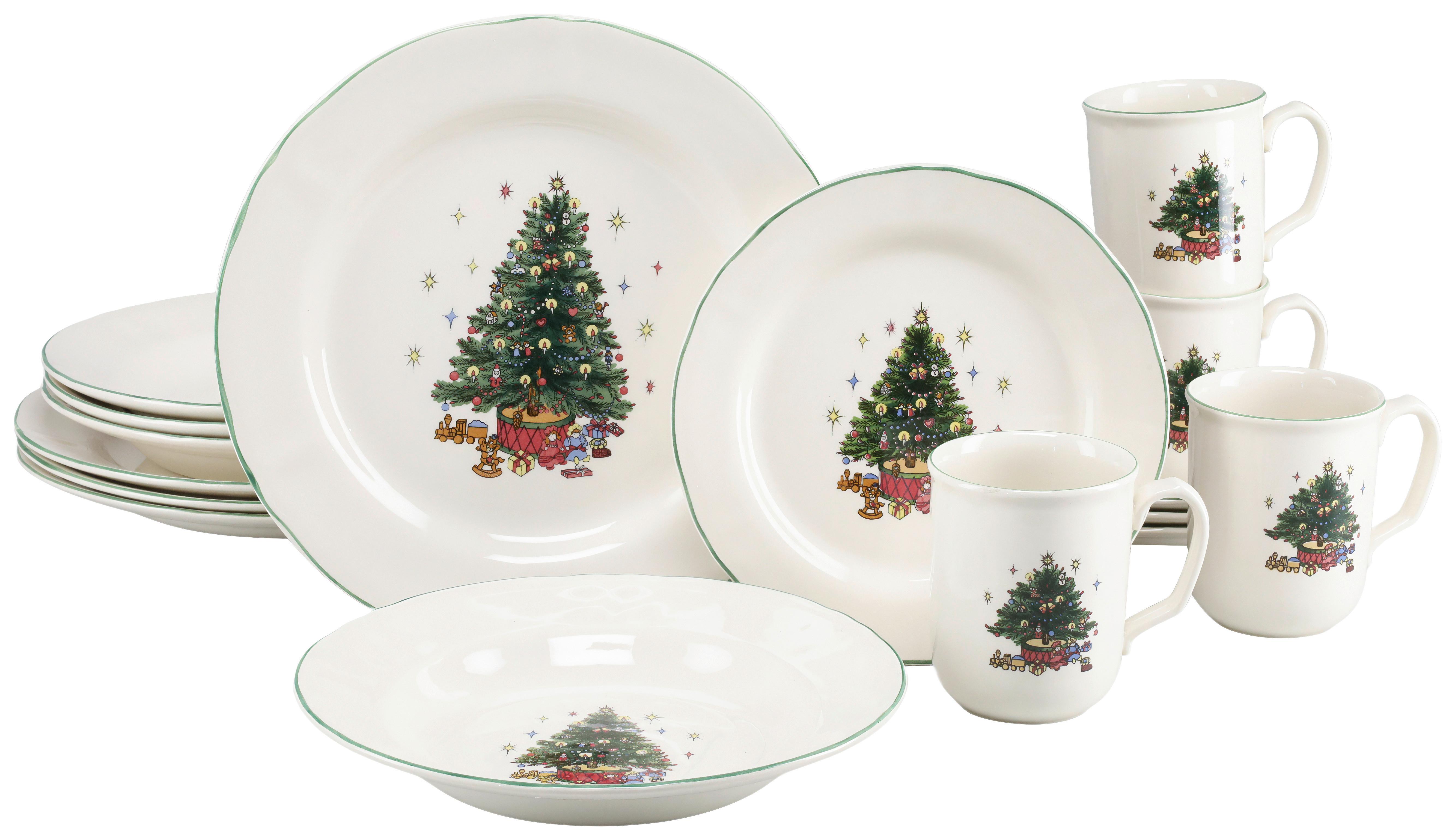 Kombiserviceset 16 -teilig. Steingut, Multicolor/Weiß - Multicolor/Weiß, Basics, Keramik - Creatable