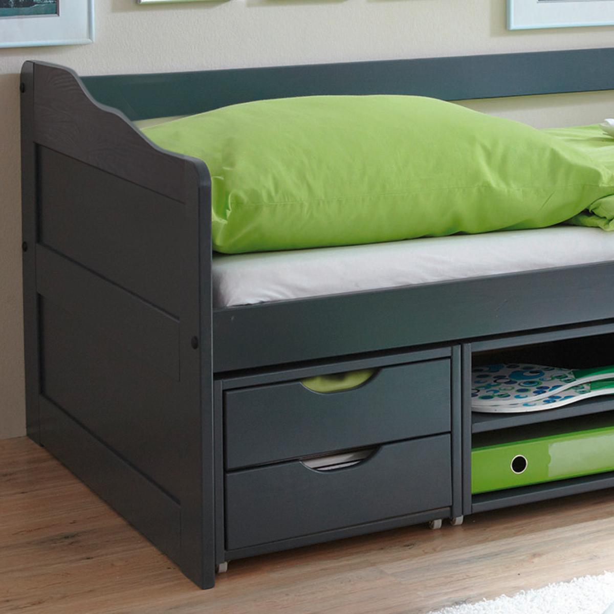 Stauraumbett 90x200 Marlies Dunkelgrau - Dunkelgrau, MODERN, Holz (90/200cm) - MID.YOU