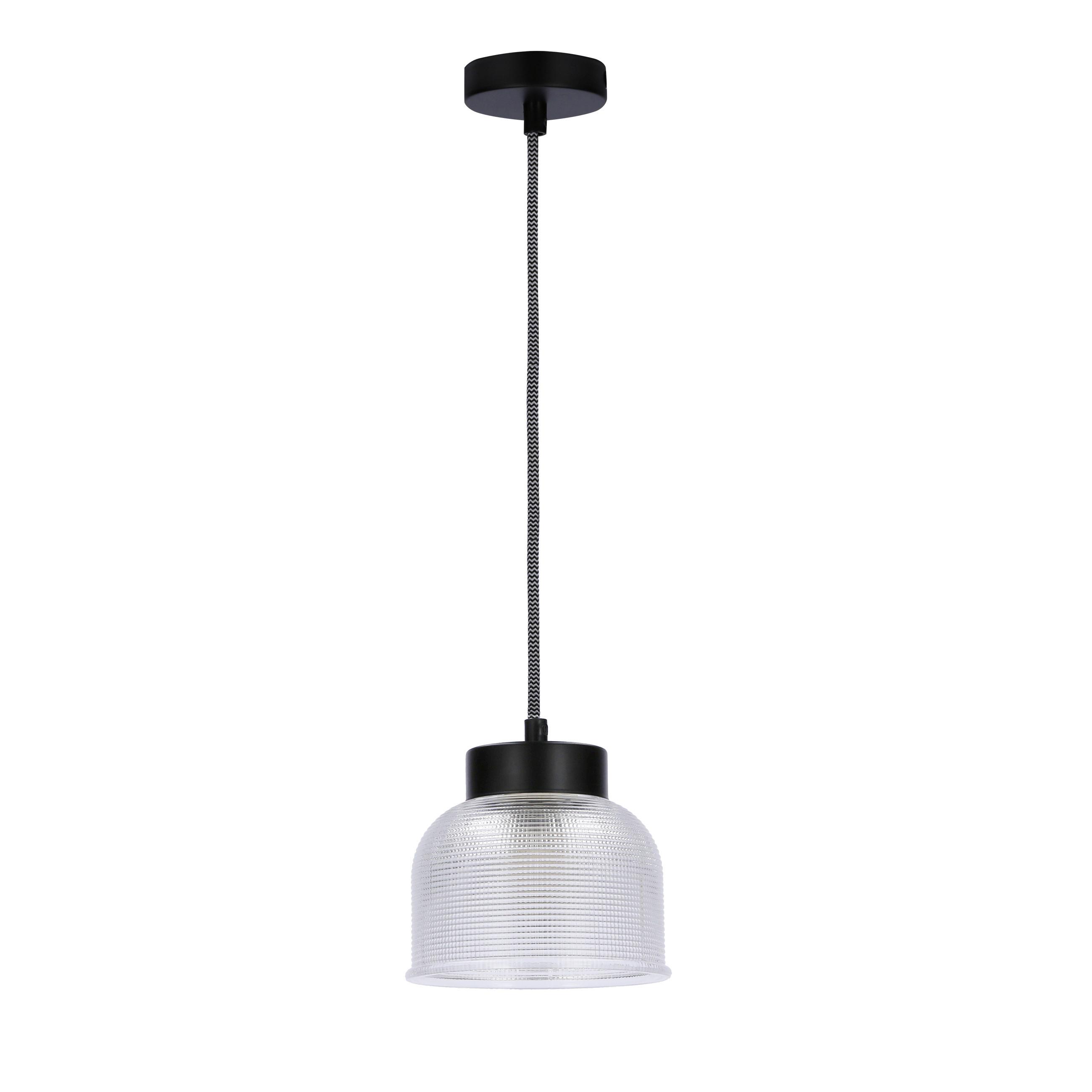 Pendelleuchte Liverpool - Transparent/Schwarz, Design, Glas/Metall (14.5/14.5/90cm)